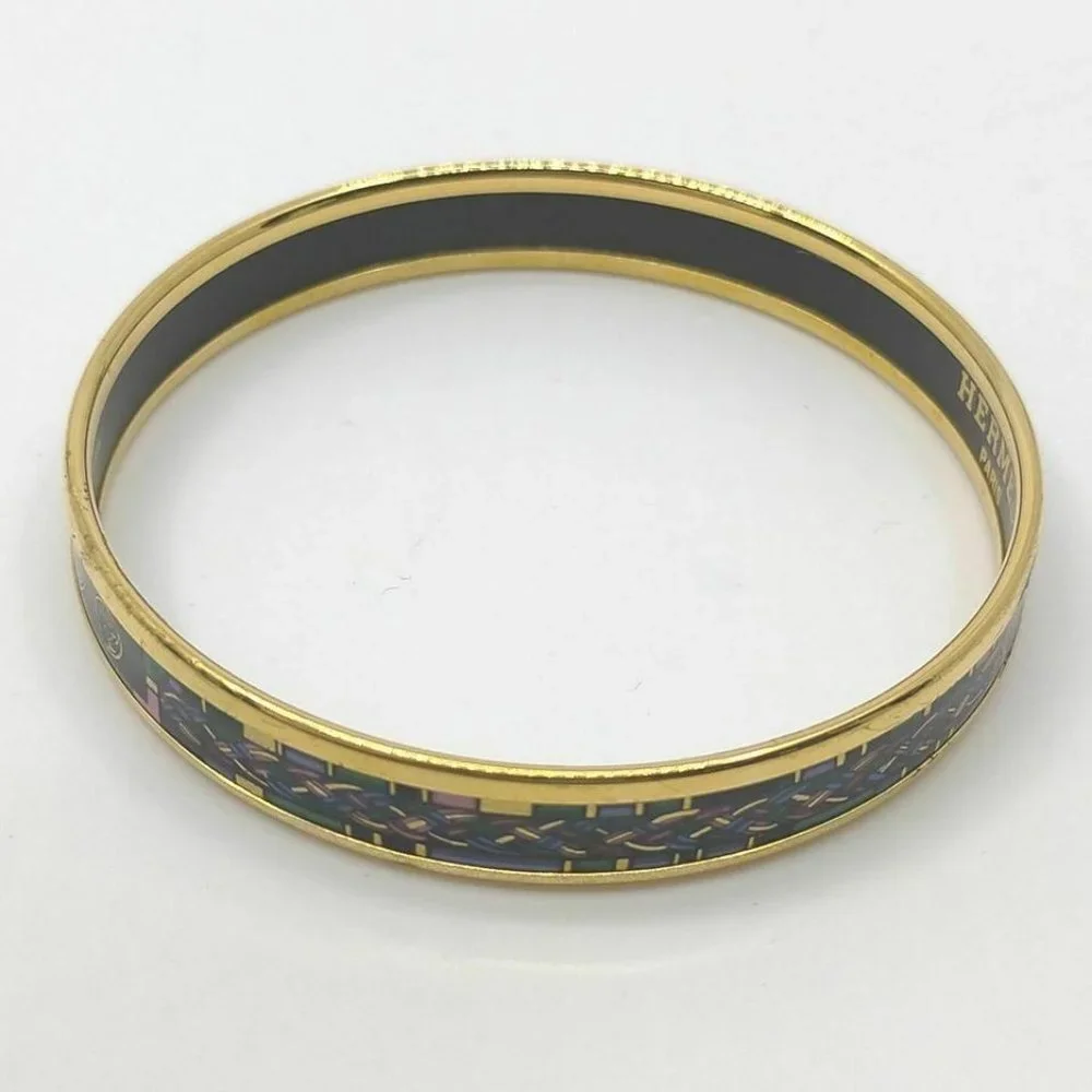 Hermès Enamel Bangle Bracelet Cuff 861195